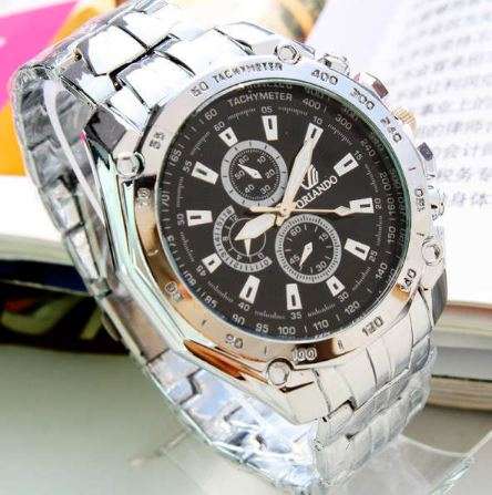 Orlando Mens Luxury Stainless Steel Black Quartz Wrist Watch