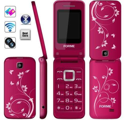 Fashion Flowerprint C3 Forme Dual Sim Flip Mobile Phone with Bluetooth, Camera, MP3, GPRS, Internet
