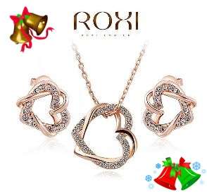 ROXI - Elegant Double Heart Rose Gold Jewellery Set