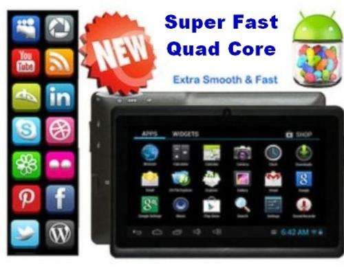 7" Quad Core Android 4.4. Tablet PC, Dual Cameras, Wi-Fi, Bluetooth, 8 GB, Touch Screen - Black