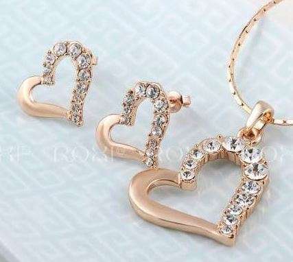 Elegant Crystal Heart Juwellery Set by ROXI