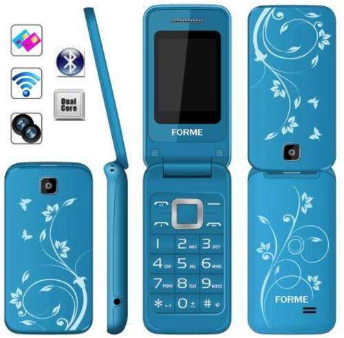 Flowerprint C3 Forme Dual Sim Flip Mobile Phone with Bluetooth, Camera, MP3, GPRS, Internet - Blue