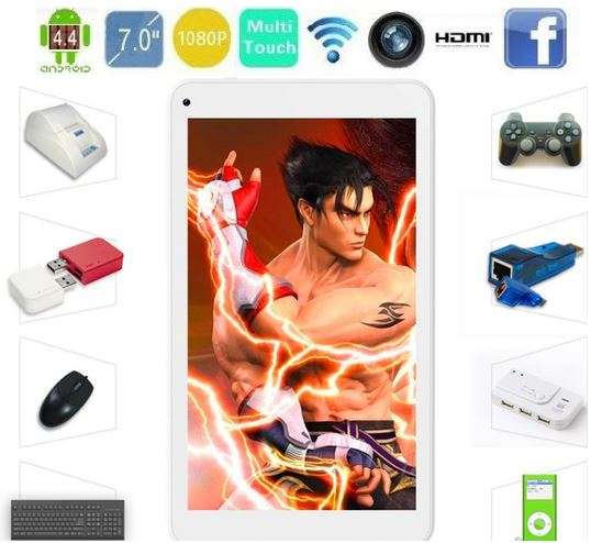 7" Super Fast Quad Core, Android 4.4., Dual Cameras, Wi-Fi, Bluetooth, 8GB, & FREE COVER CASE