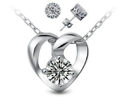 Elegant Sterling Silver Necklace With Austrian Crystal Heart Pendant + FREE EARRINGS!!!