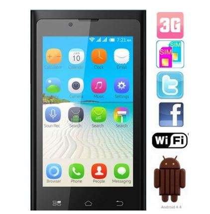 3.5" Android 4.4 Smartphone, 3G, Dual Sim, Dual Cameras, GPS, Wi-Fi, Bluetooth etc