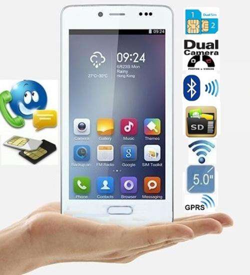 5" LCD Phone With Wi-Fi, GPRS, Dual Sim, Dual Cameras, Bluetooth, 2800mAh Battery & LEATHER CASE