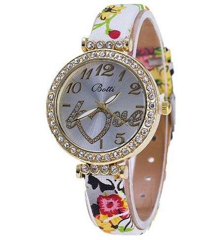Elegant Ladies Crystal Quartz Love Wrist Watch