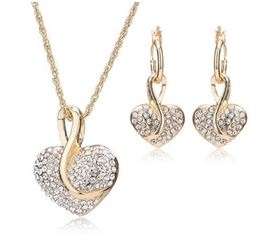 Equisite 18K Gold Plated Austrian Crystal Heart Shaped Juwellery Set