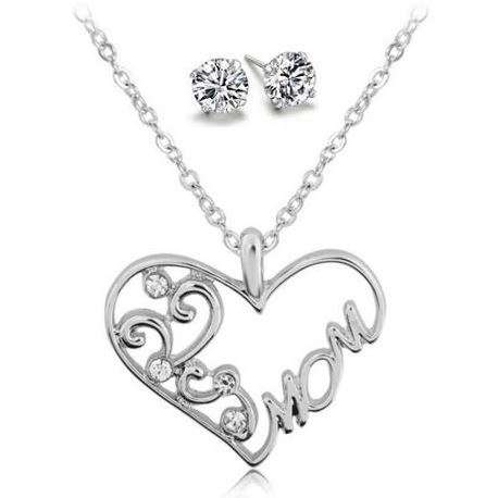 Elegant Sterling Silver Plated Mom Pendant Juwellery Set