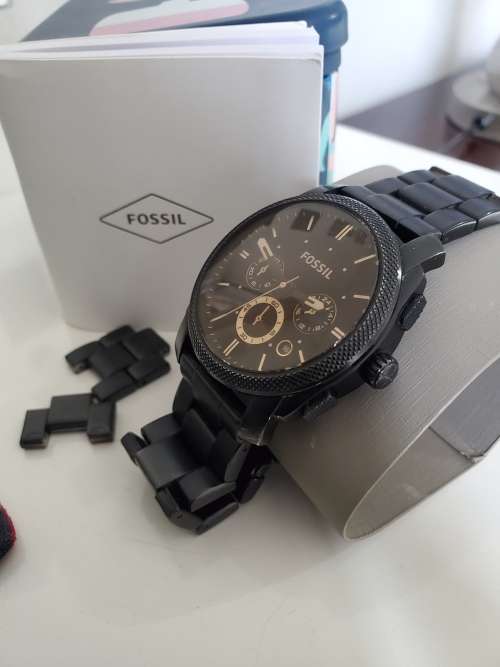 FOSSIL BLACK CARBON CHRONOGRAPH MENS WATCH