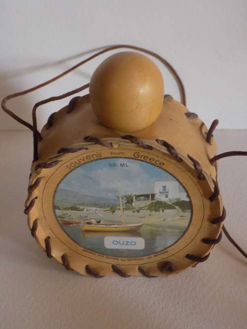 Souvenir Bottle in Leather Casing from Greece (MK)