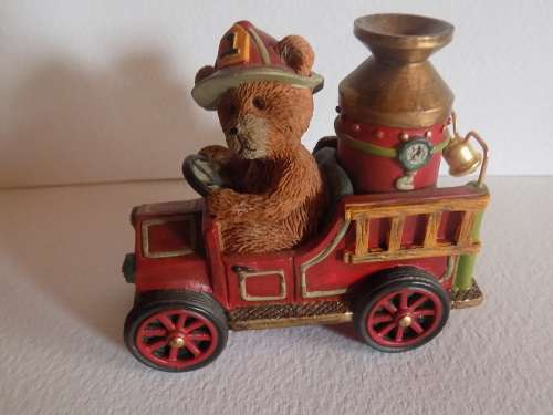 RUSS 'Bears from the Past' Teddy in Fire Engine Truck Ornament