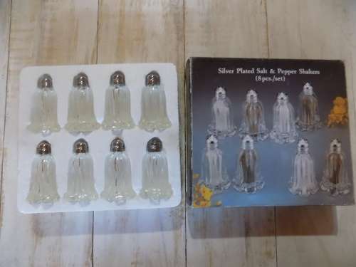 8 Piece Silver Plated Salt & Pepper Shakers