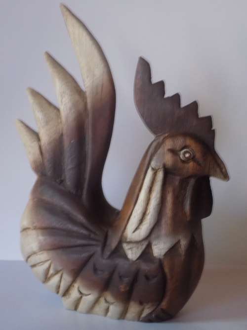 Superbly Carved Vintage Wooden Rooster - Could be Oak
