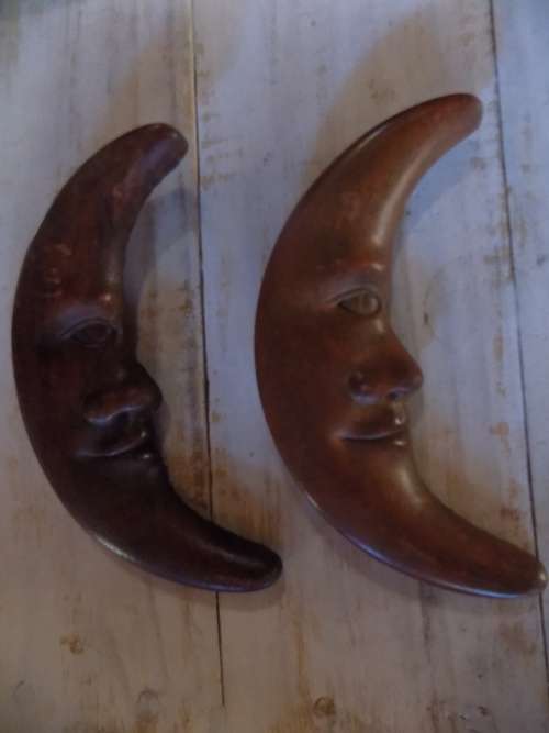 Vintage Earthernware Moon Face Wall Hanging