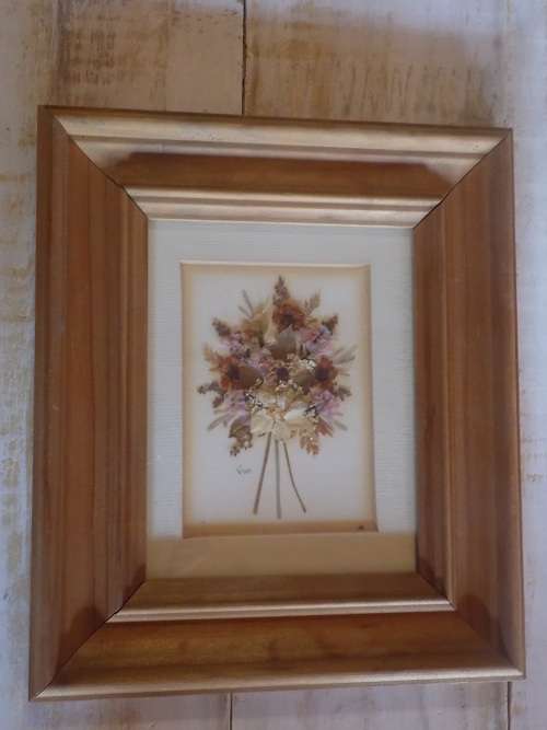 Dry Flower Arrangement in Superb Carved Wooden Frame & Glass