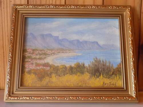 Small Oil Painting of Twelve Apostles Mountainside in Cape Town - Signed