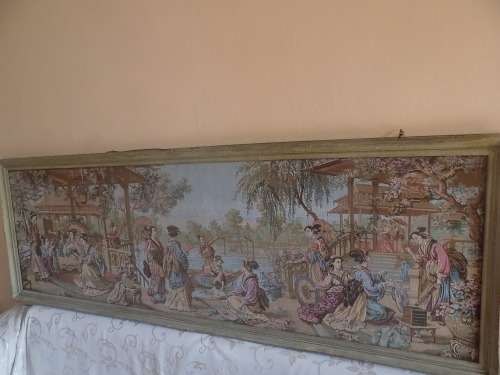 Impressive Framed Very Wide Oriental Fine Point Tapestry - Strictly Collection Only