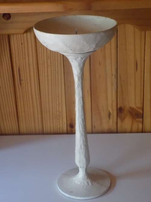 Old Metal Candle Holder with Green Felt Underneath