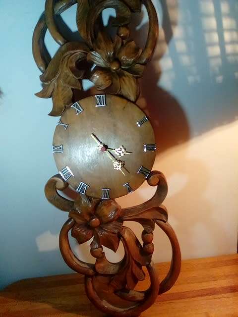 Large Ornately Craved Wooden Frame with Clock - Wall Hanging - Postage R90