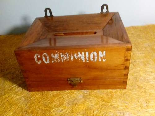 Vintage Wooden Wall Hanging Church Communion Box with Dove Tail Joints