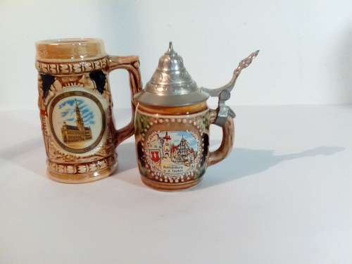 Two Small Decorative Stein Mugs for One Bid