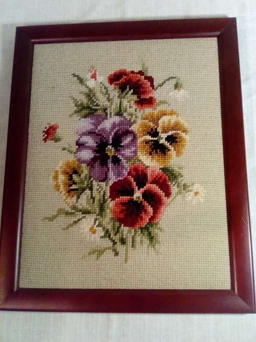 Delightful Framed Floral Tapestry -  No Glass