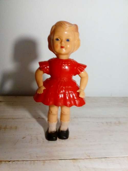 1950/60's Hard Plastic Jointed Small Doll with Sleepy Eyes