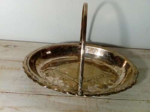 Vintage Solid EPNS Oval Snack Tray with Handle