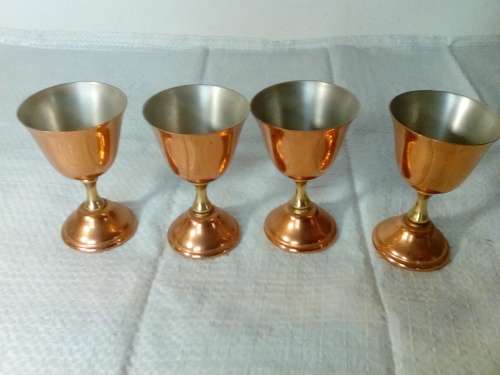 Four Brass & Copper Coated Goblets
