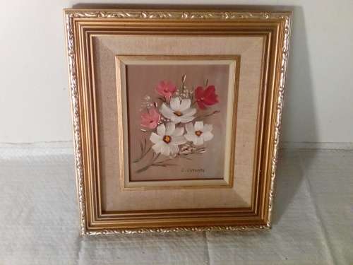 C.Oversby Floral Painting in Ornate Frame