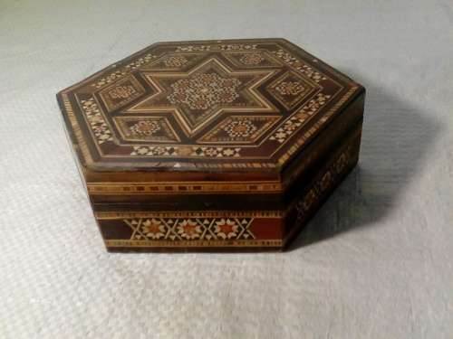 Decorative Hexagon Shaped Wooden Holder with Lining Inside