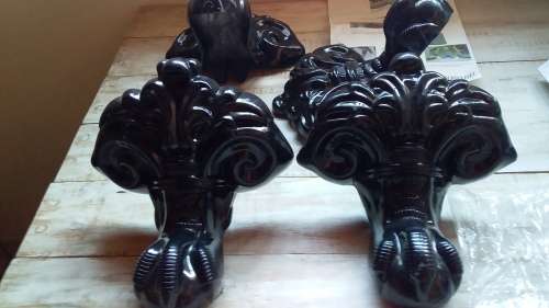 Four Large Decorative Claw Design Metal Feet for a Bath