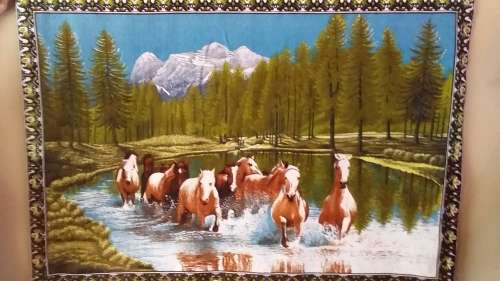 Delightful Wild Horses Material Wall Hanging - Rod Not Included