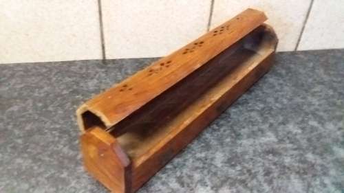 Wood with brass overlays incence stick holder