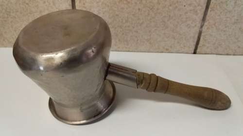Old Pewter Pourer with Wood Handle
