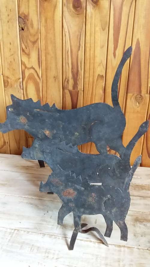 Rusted Metal Trio of Warthogs for your Garden