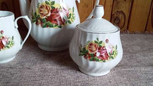 Tea Pot, Sugar Bowl and Milk Jug with Rose Design - See Description