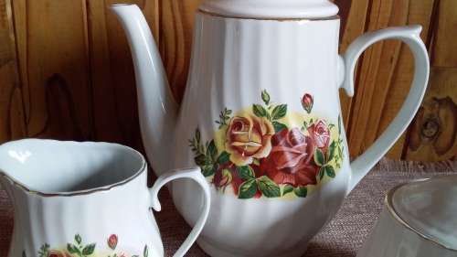 Tea Pot, Sugar Bowl and Milk Jug with Rose Design - See Description