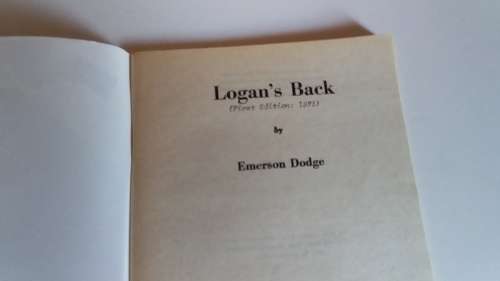 Logan`s Back - Cowboy and Western Book 1975