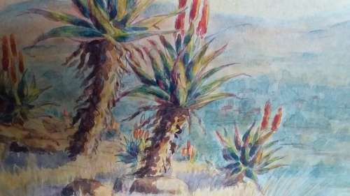 Landscape Watercolour Painting - Great Art by Artist Difficult to Identify