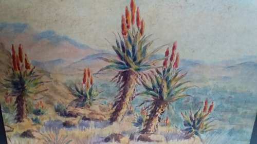 Landscape Watercolour Painting - Great Art by Artist Difficult to Identify