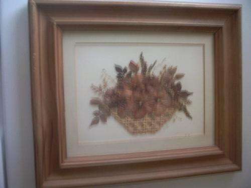 Stunning Dry Flower Collage in Lovely Knotty Pine Frame