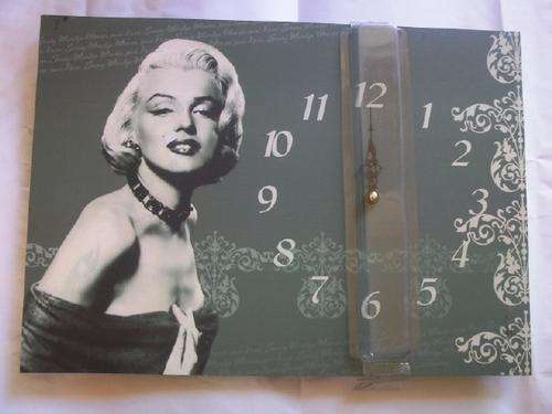 Decorative Marilyn Clock on Block Frame - Brand New