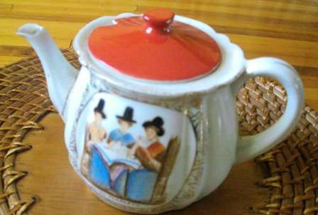Little Tea Pot with inscription "Welsh Tea Party"