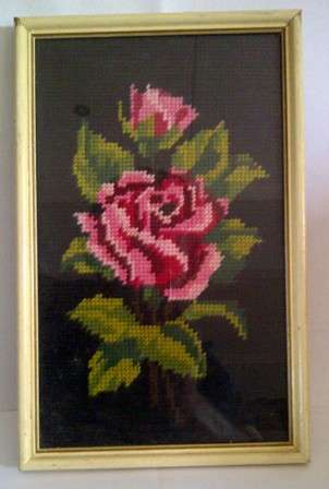 Rose Tapestry in Frame & Glass - 2 Available