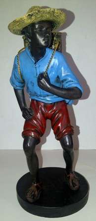 Detailed Wood Effect Figurine Carrying a Basket