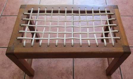 Quality Wooden Stool with Leather Strapping Seat - Collection Only