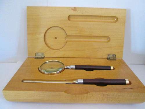 Magnifying Glass & Lettet Opener in Stylish Heavy Solid Wooden Case