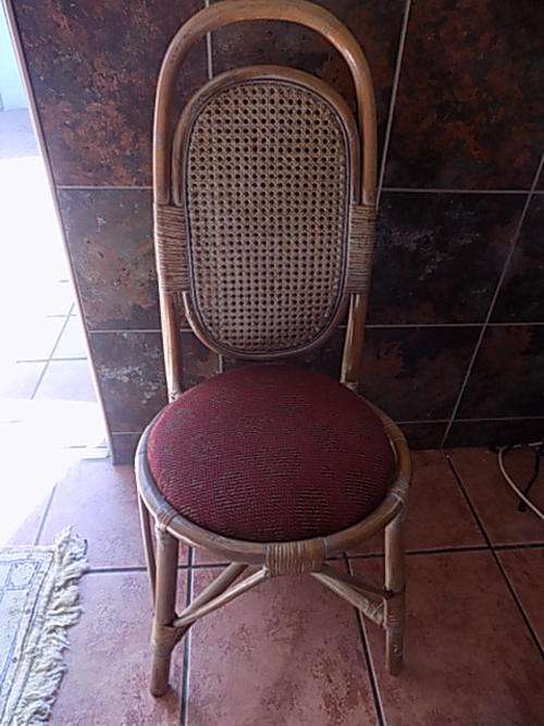 Vintage Bamboo Chair with Circular Upholstered Seat - Collection Only